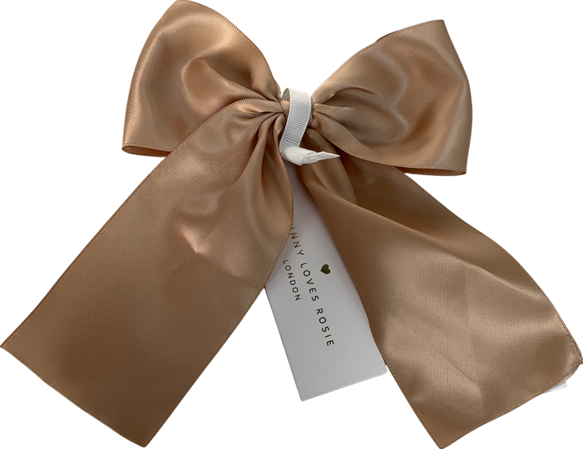 jlr Beige Satin Hair Bow Clip One Size