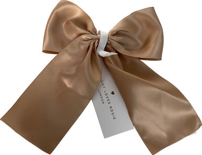 jlr Beige Satin Hair Bow Clip One Size