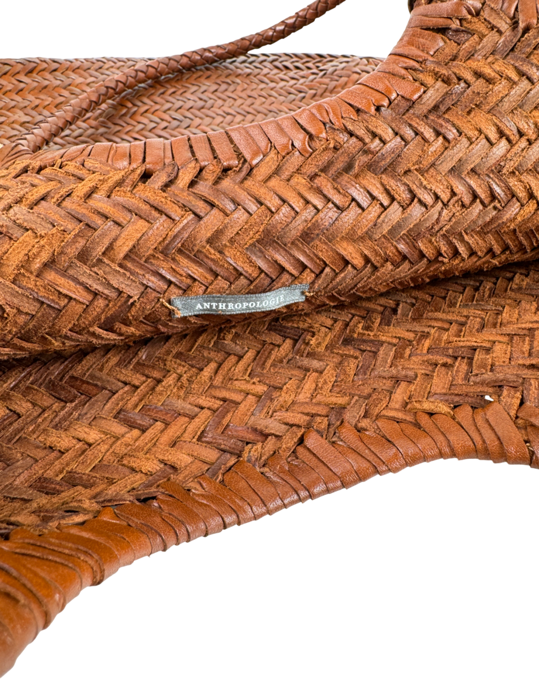 Anthropologie Brown Nola Woven Leather Bag One Size