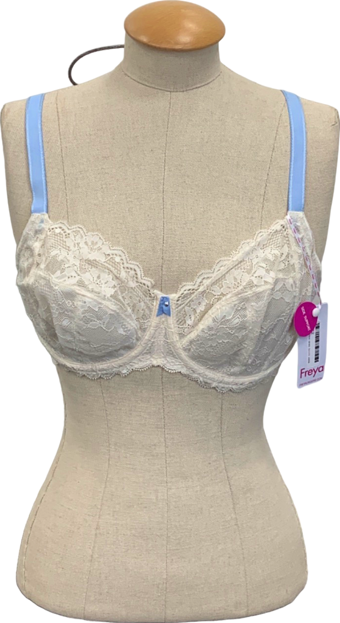 Freya White/Blue Offbeat Underwire Side Support Bra UK 32F