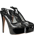 GINA Black Crystal Embellished Platfrom Peeptoe Heels UK 7 EU 40