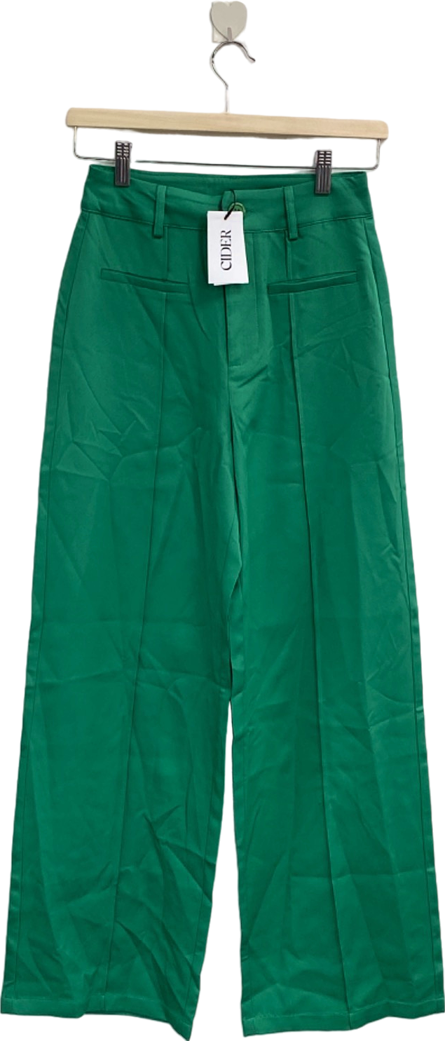 Cider Green High-Waisted Wide-Leg Pants XS