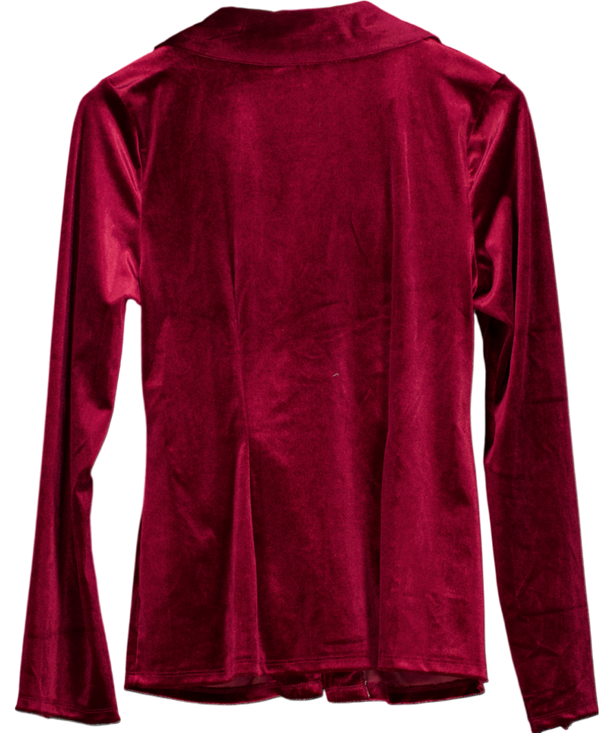 River Island Red Velvet Long Sleeved Shirt UK 12