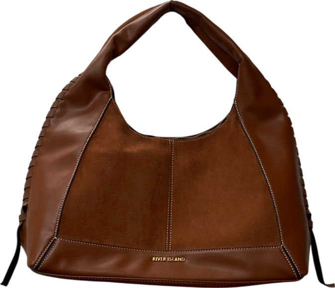 River Island Whipstitch Slouch Bag In Brown
