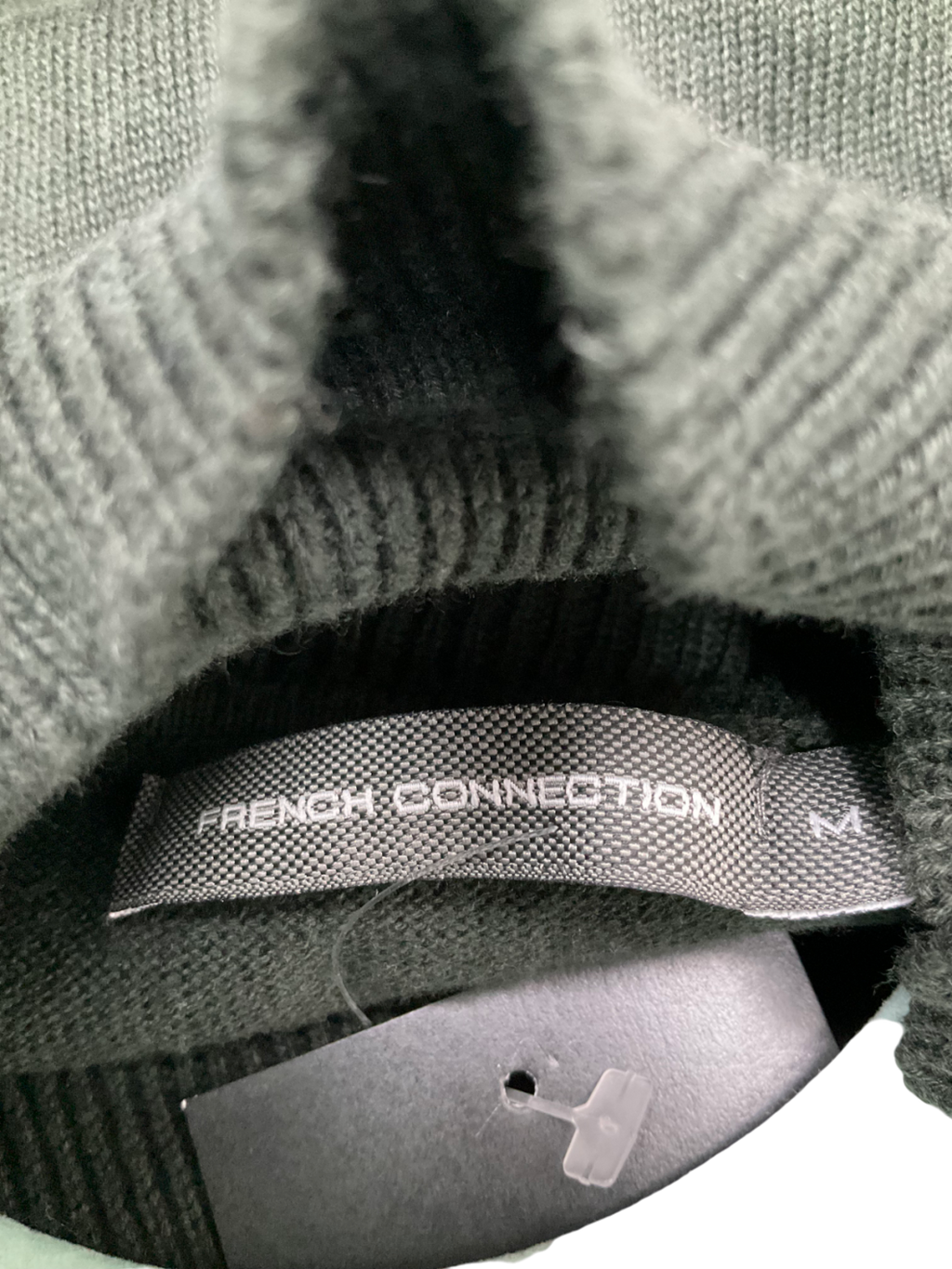 French Connection Green Cotton Roll Neck Jumper UK M