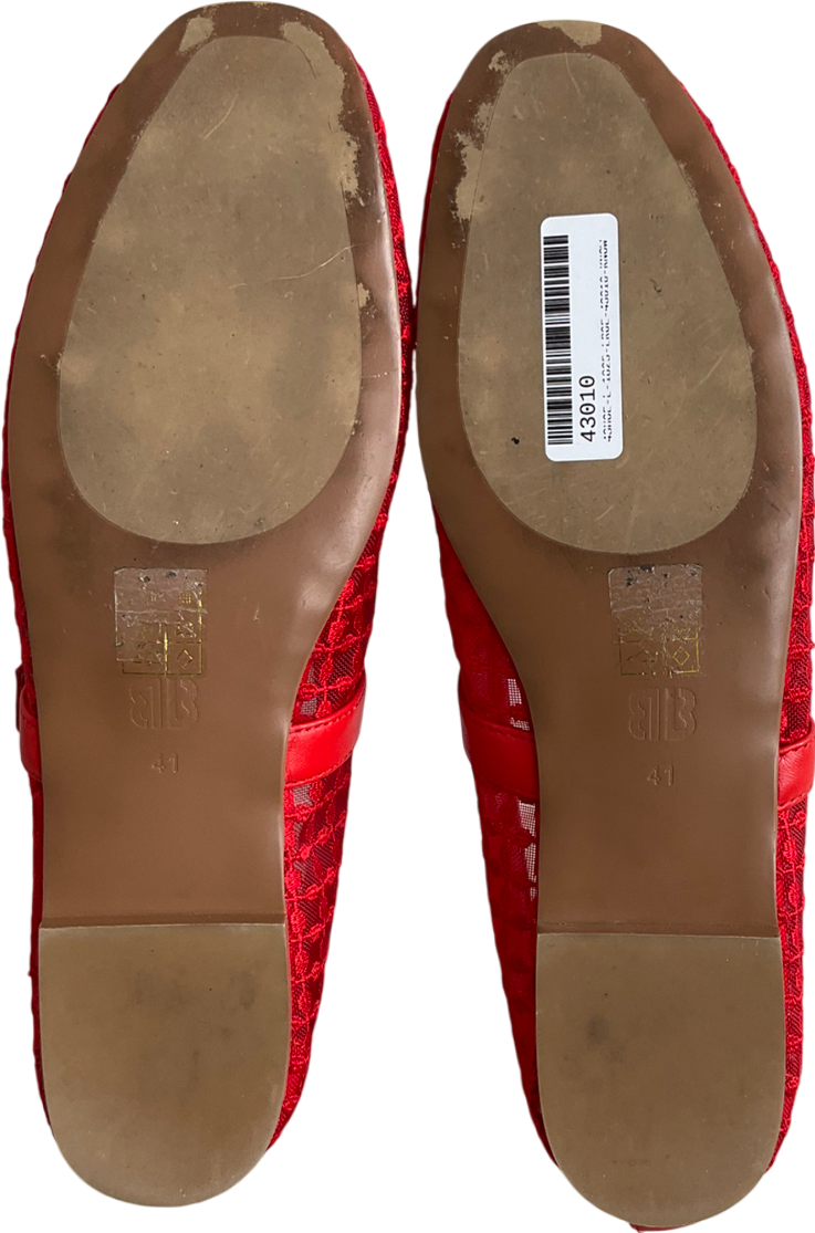 Bibi Lou Red Liana Floral Mesh Mary Jane Pump UK 7 EU 40 👠