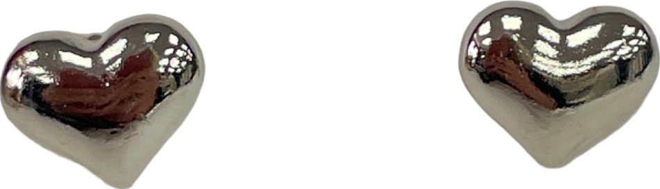 Silver Puffy Heart Stud Earrings