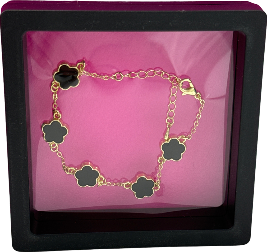 Black / Gold Clover Bracelet In Gift Box