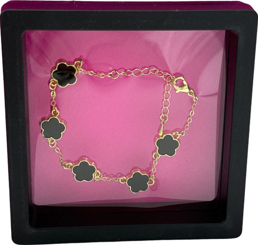 Black / Gold Clover Bracelet In Gift Box