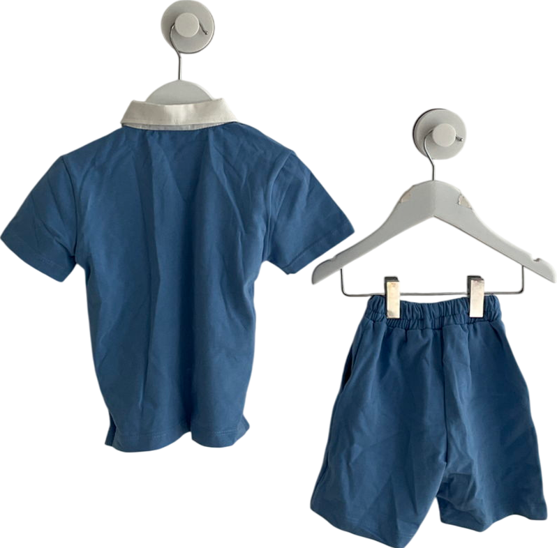 Samli London Smart Blue Collard Shirt And Short Set 18-24 Months