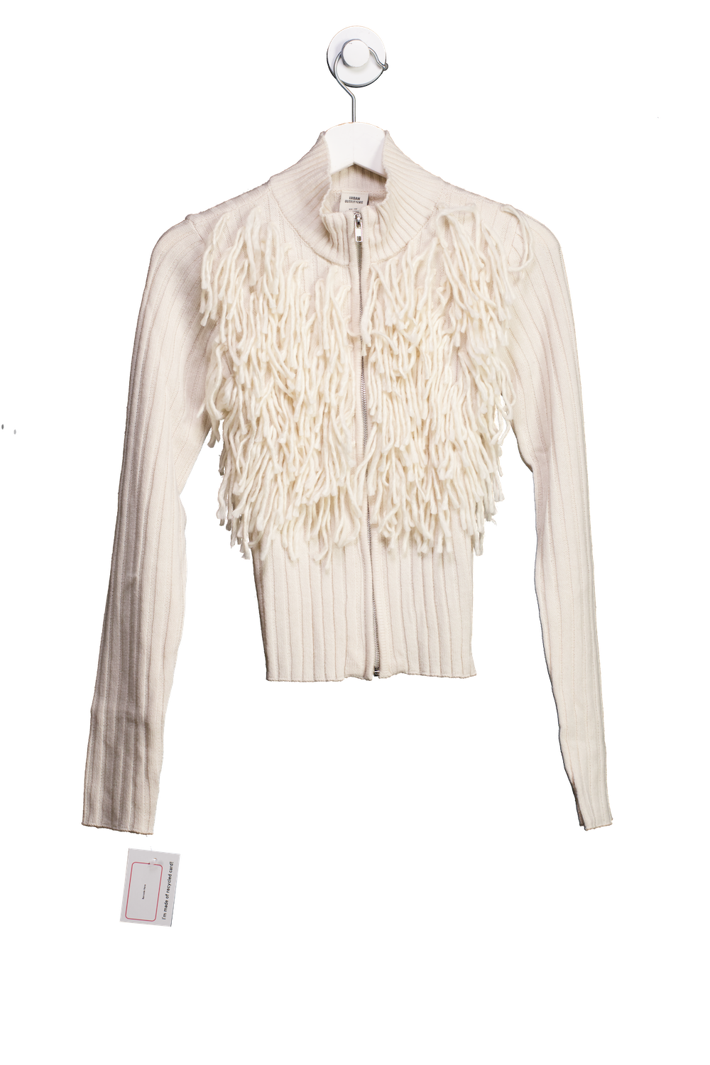 Urban Outfitters Cream Loopy Knit Zip Through Cardigan UK XS