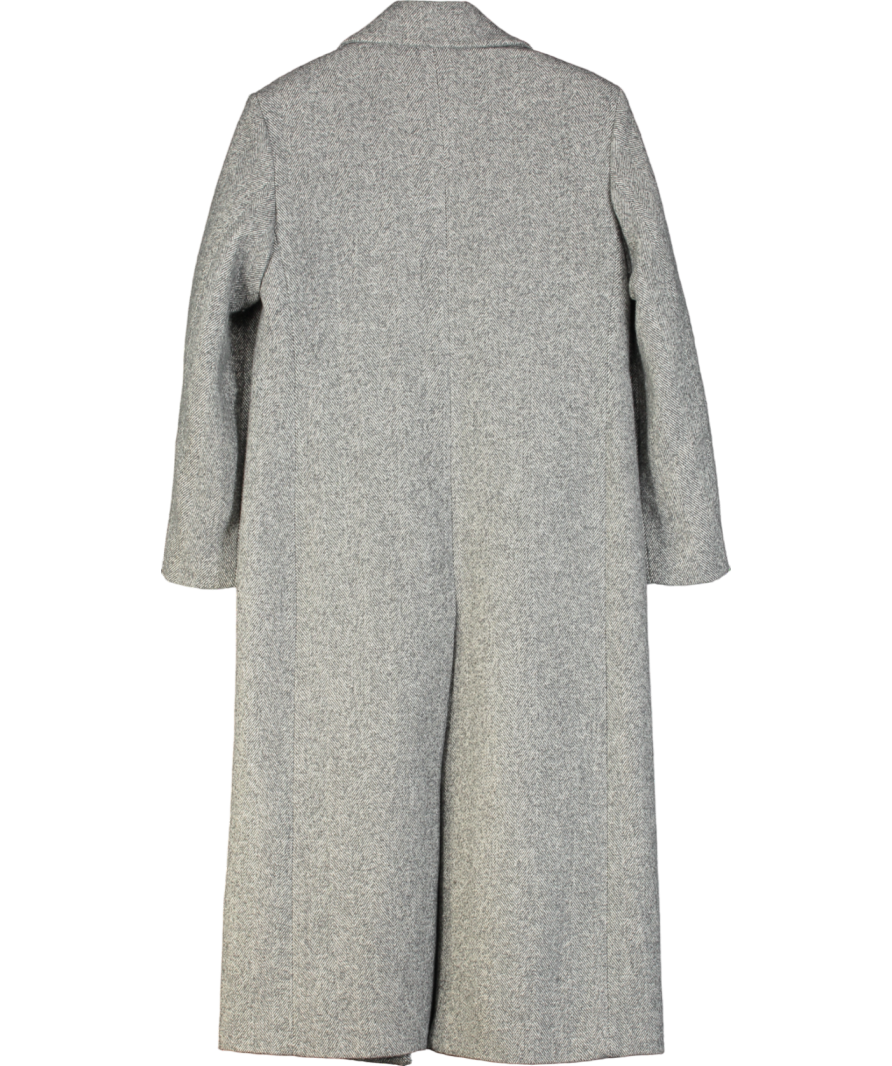 MANGO Dark Grey Italian Wool Blend Tailored Coat UK S