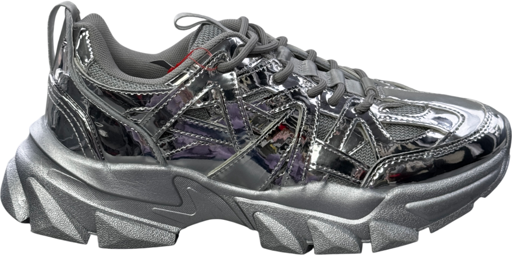 ASOS Metallic Design Chunky Trainers In Silver UK 9 EU 43 👞