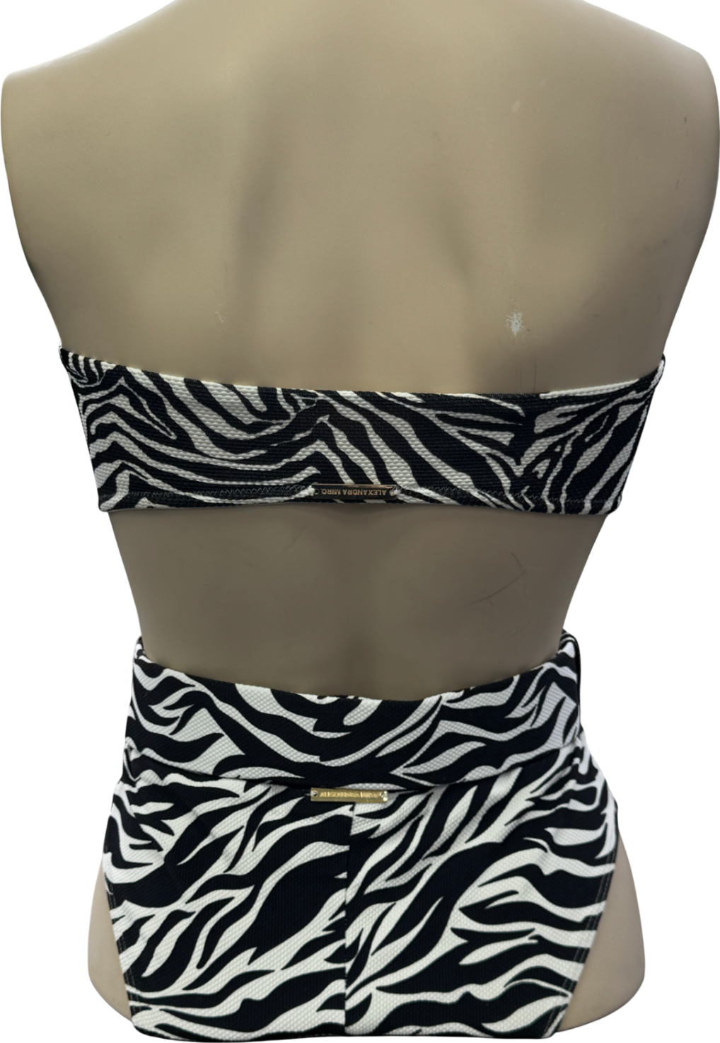 Alexandra Miro Black / White Zebra Print 2-piece High Waisted Bikini Set UK S/M