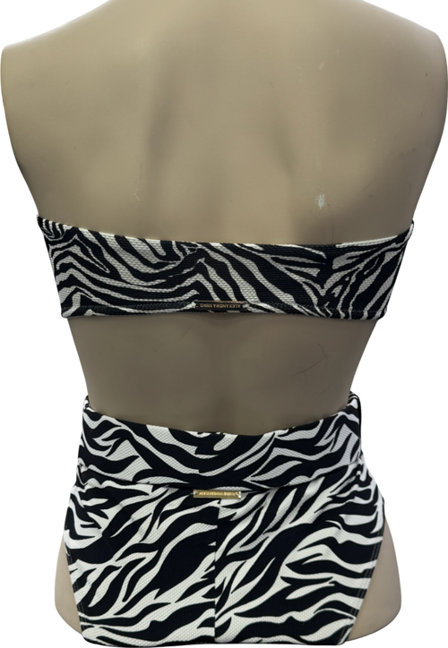 Alexandra Miro Black / White Zebra Print 2-piece High Waisted Bikini Set UK S/M