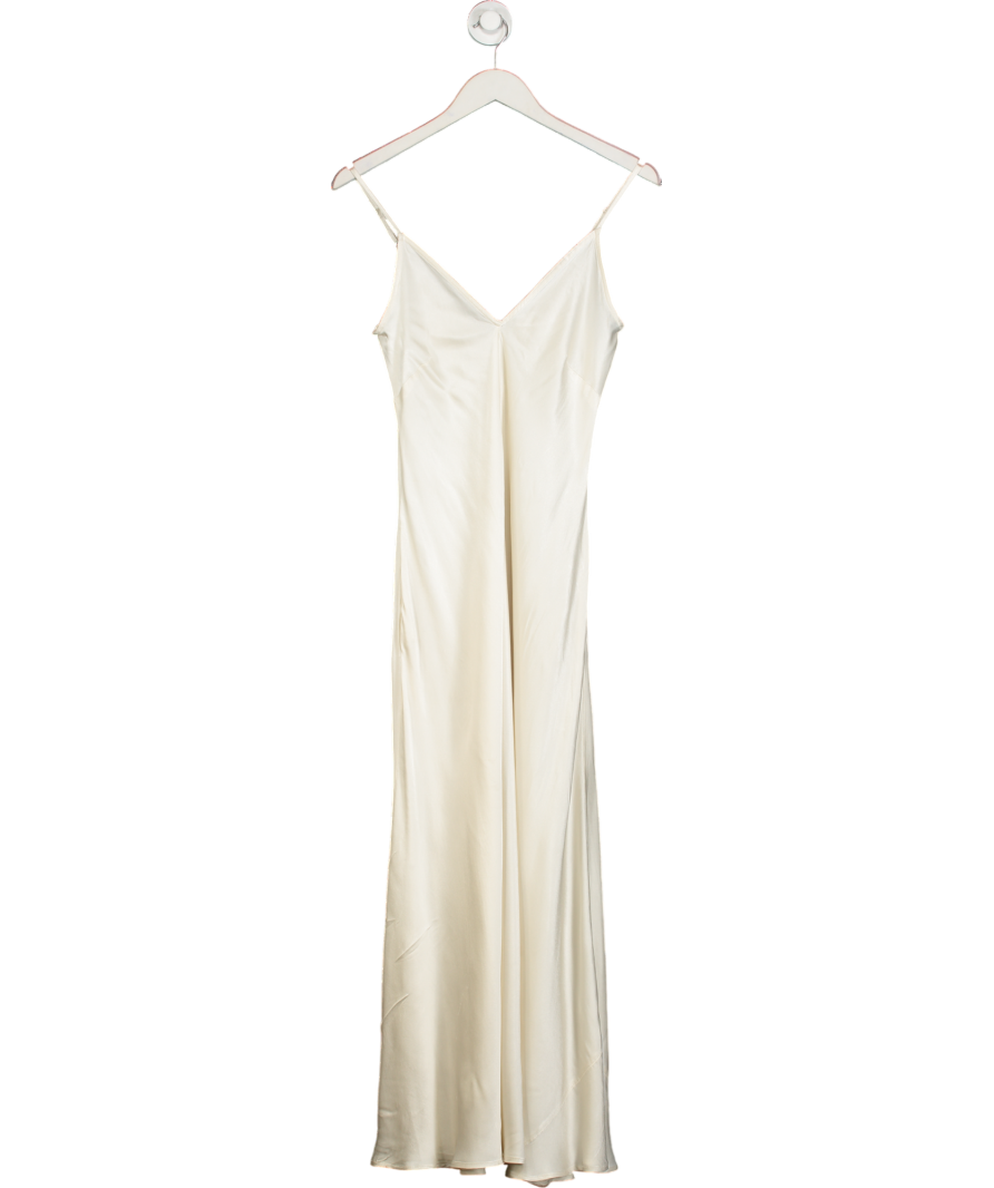 ghost Cream Satin Maxi Dress UK XS