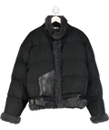 Zilver Black Flower Power Puffer Jacket UK M