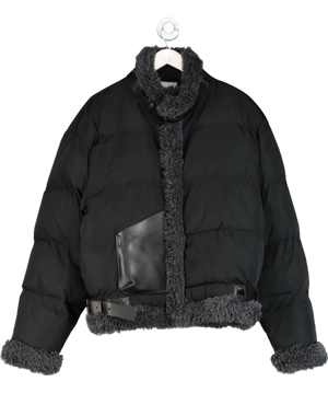 Zilver Black Flower Power Puffer Jacket UK M