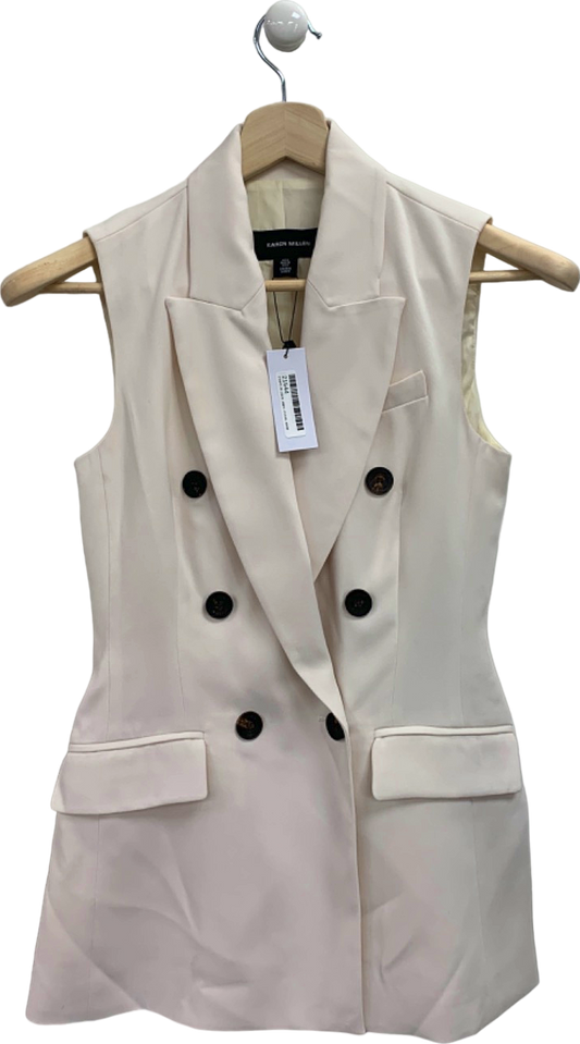 Karen Millen Ivory Soft Tailored Double Breasted Sleeveless Tailored Blazer UK 6