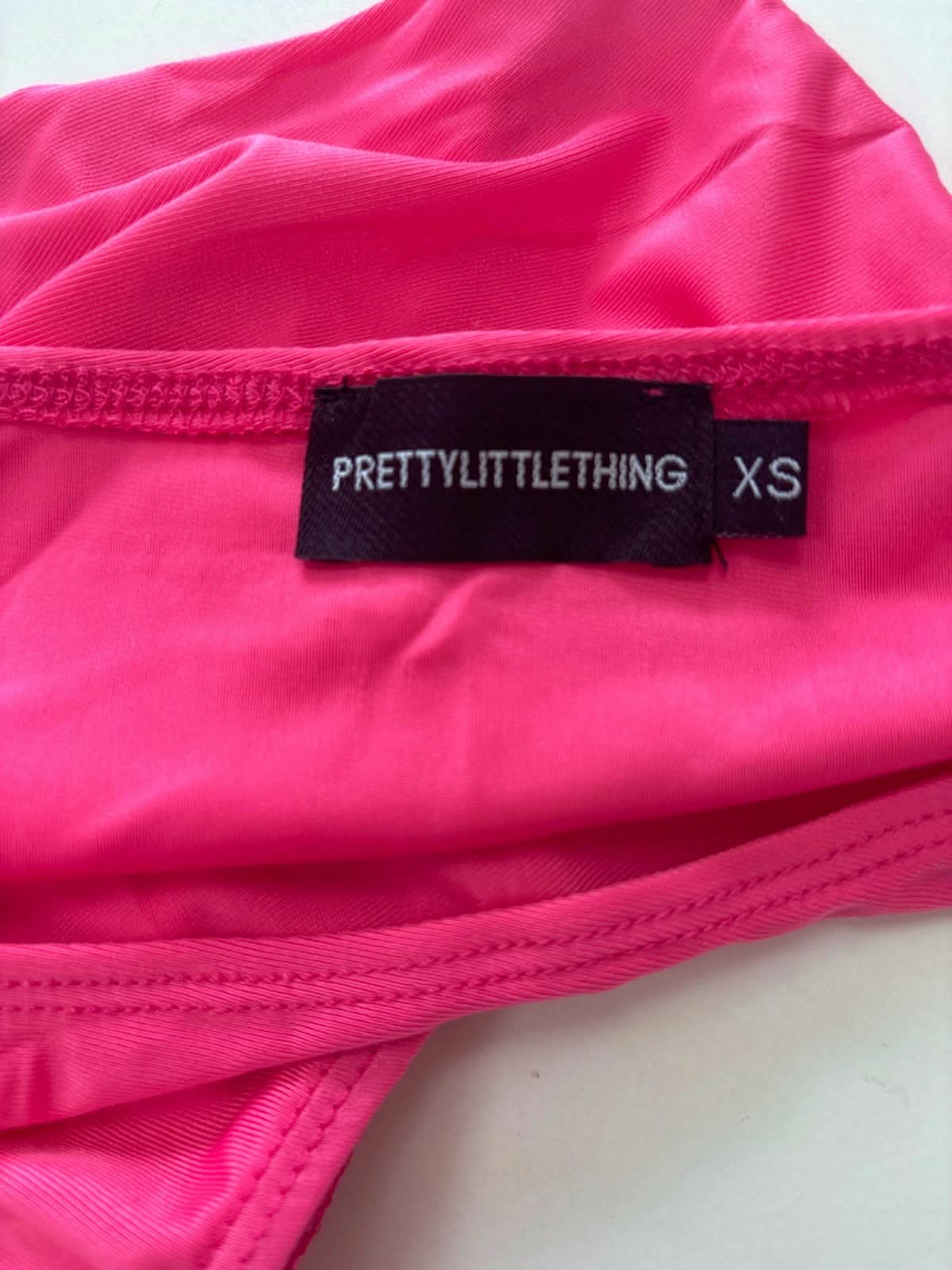 PrettyLittleThing Black/Pink Bikini Set and Trousers XS