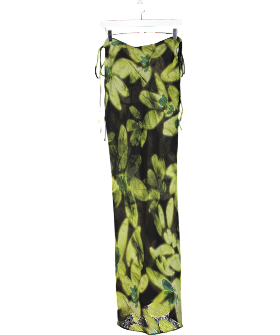 MANGO Green Floral Chiffon Skirt UK S