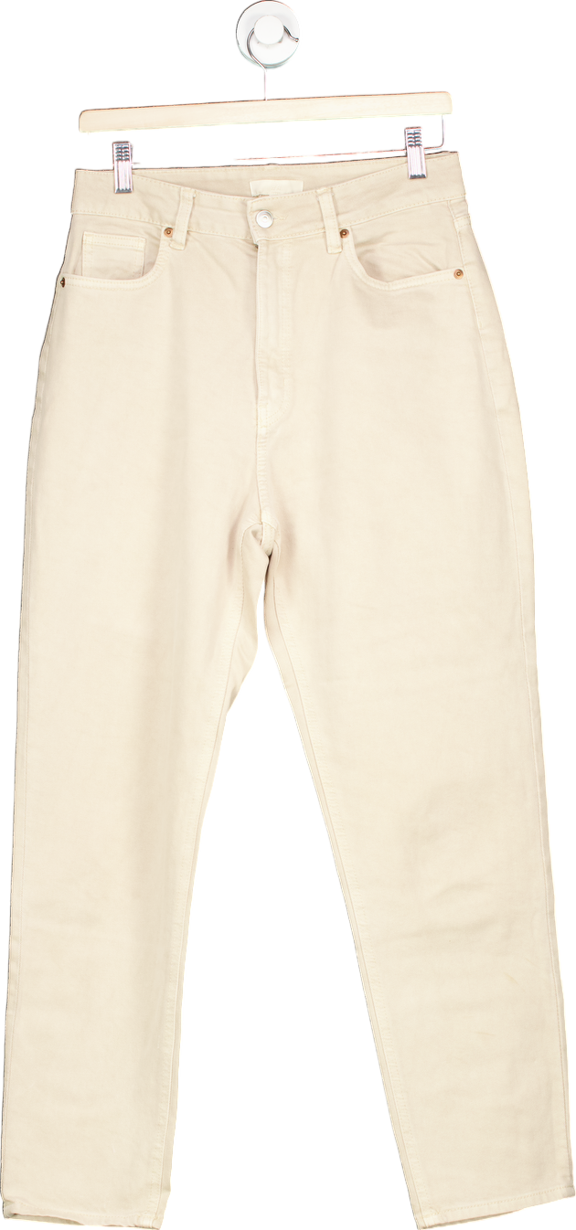 H&M Beige High-Rise Straight Jeans UK 14