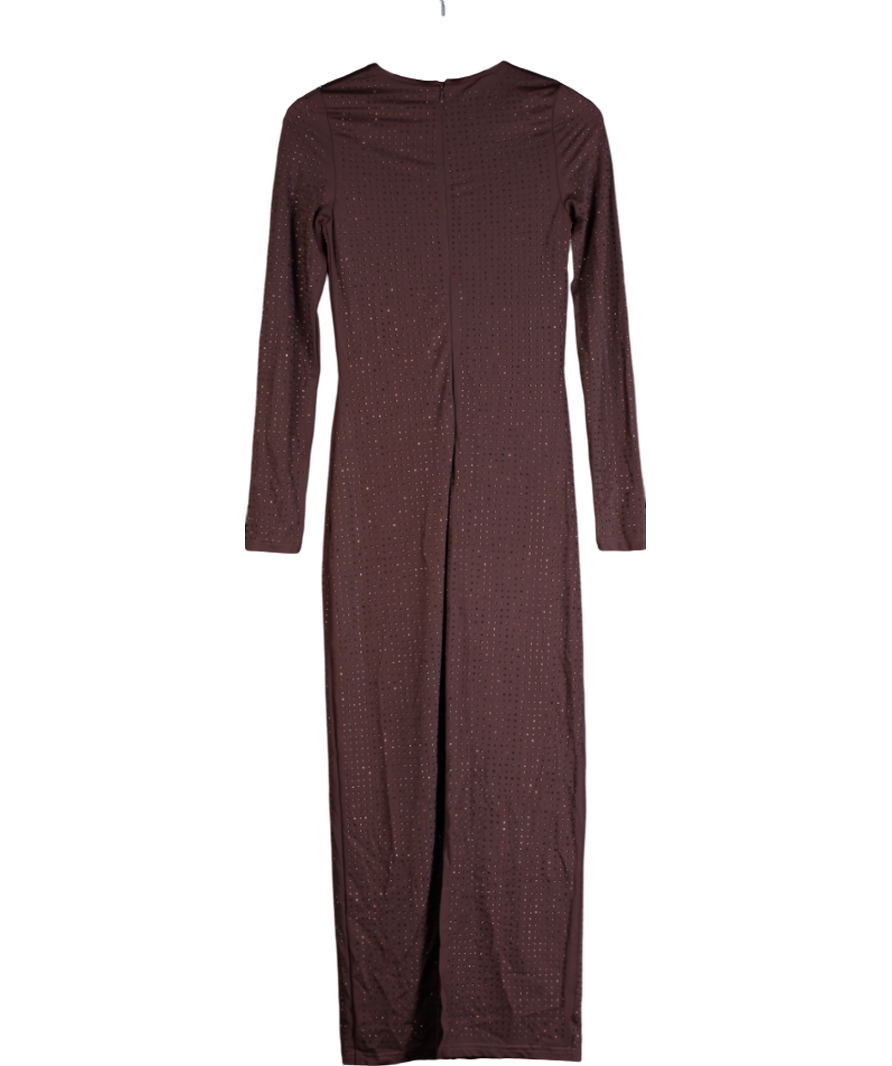 SLA the label Brown Ode Diamanté Maxi Dress UK XS