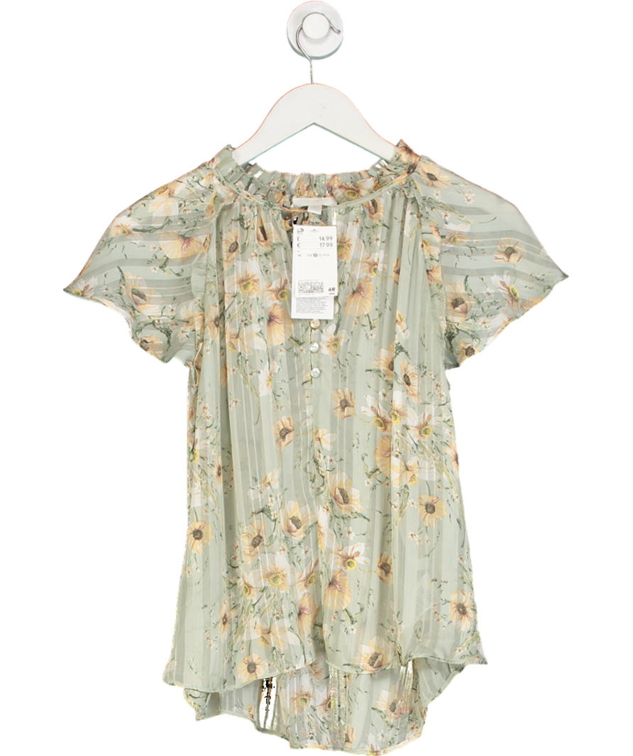 H&M Green Floral Blouse UK 10