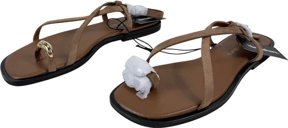 Threadbare Cross Strap Toe Loop Sandals In Mink Brown UK 5 EU 38 👠