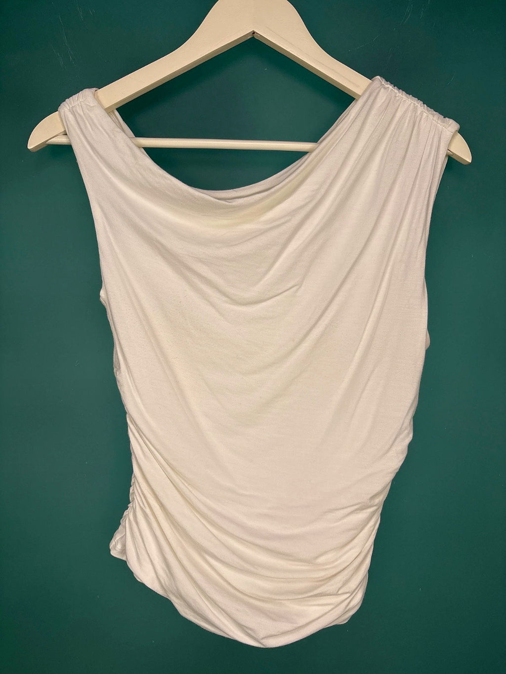 Tala White Draped Sleeveless Top UK M