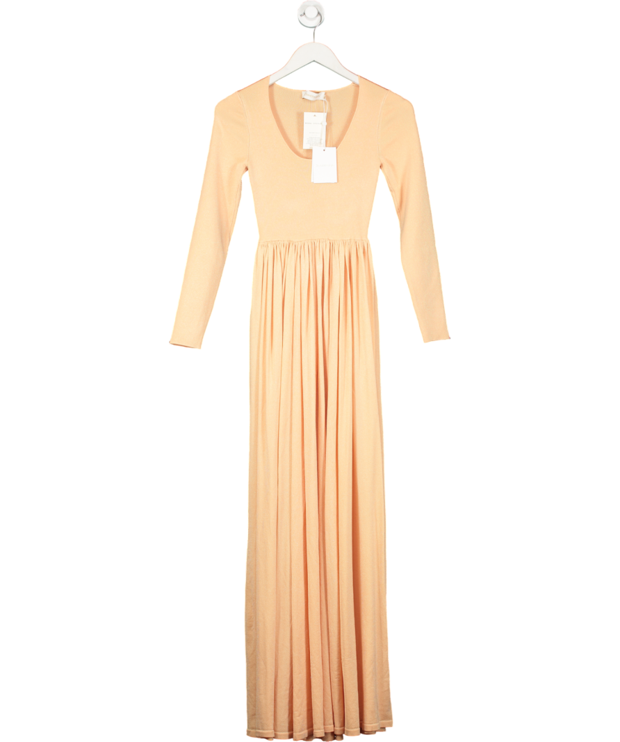 Pink Zimmermann Natura Peach Gathered Metallic Stretch-knit Maxi Dress Sz1 UK 10