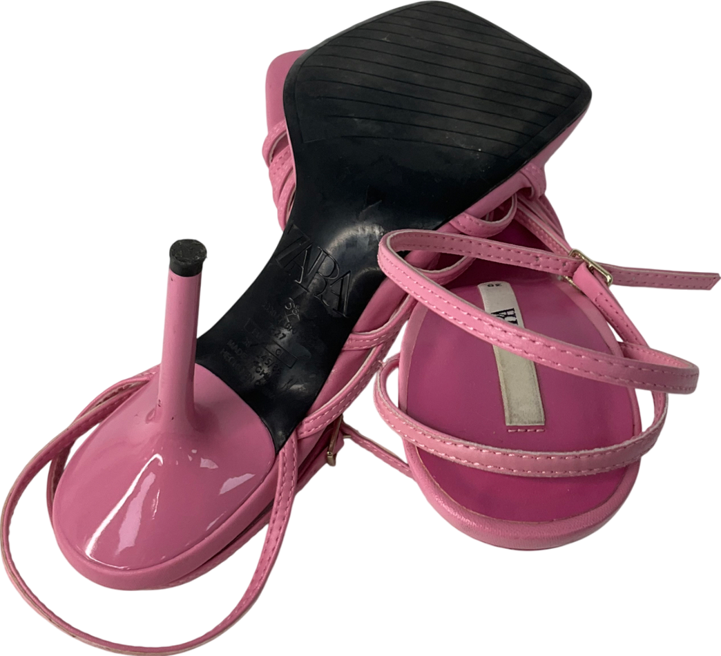 Zara Shoes | Zara Pink Square Toe Strappy Heels | Color: Pink | Size: 7