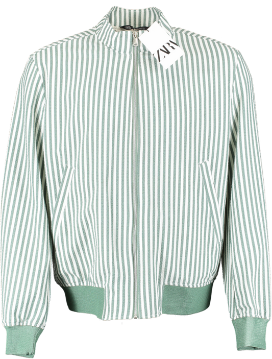 ZARA Green Striped Lightweight Jacket UK L