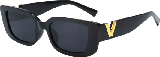 Black / Gold V Logo Sunglasses
