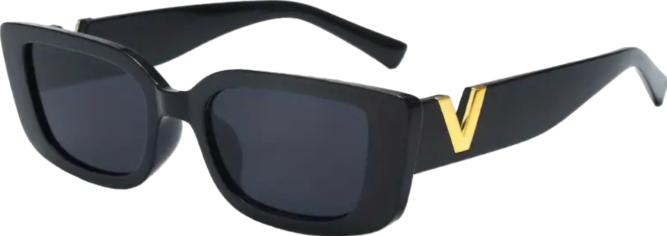 Black / Gold V Logo Sunglasses