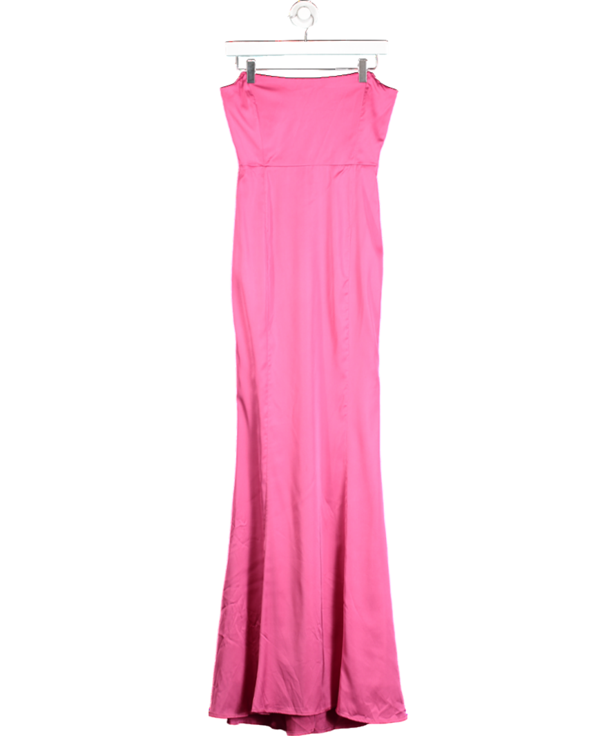 Meshki Pink Strapless Satin Maxi Dress UK S