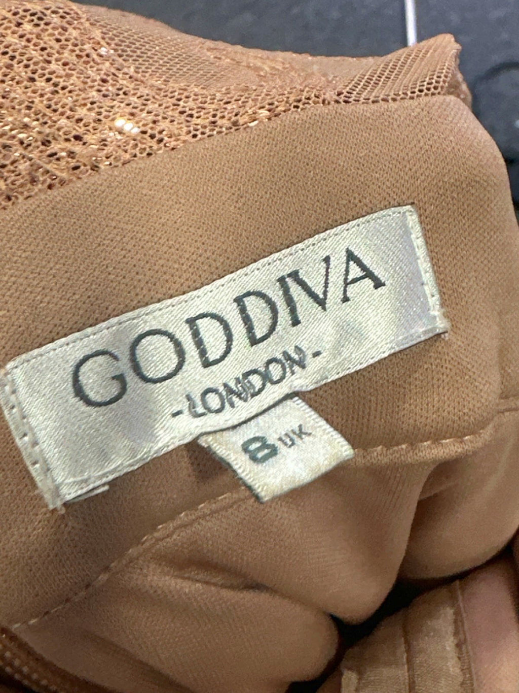 Goddiva Nude Sequin Embellished Maxi Dress UK 8