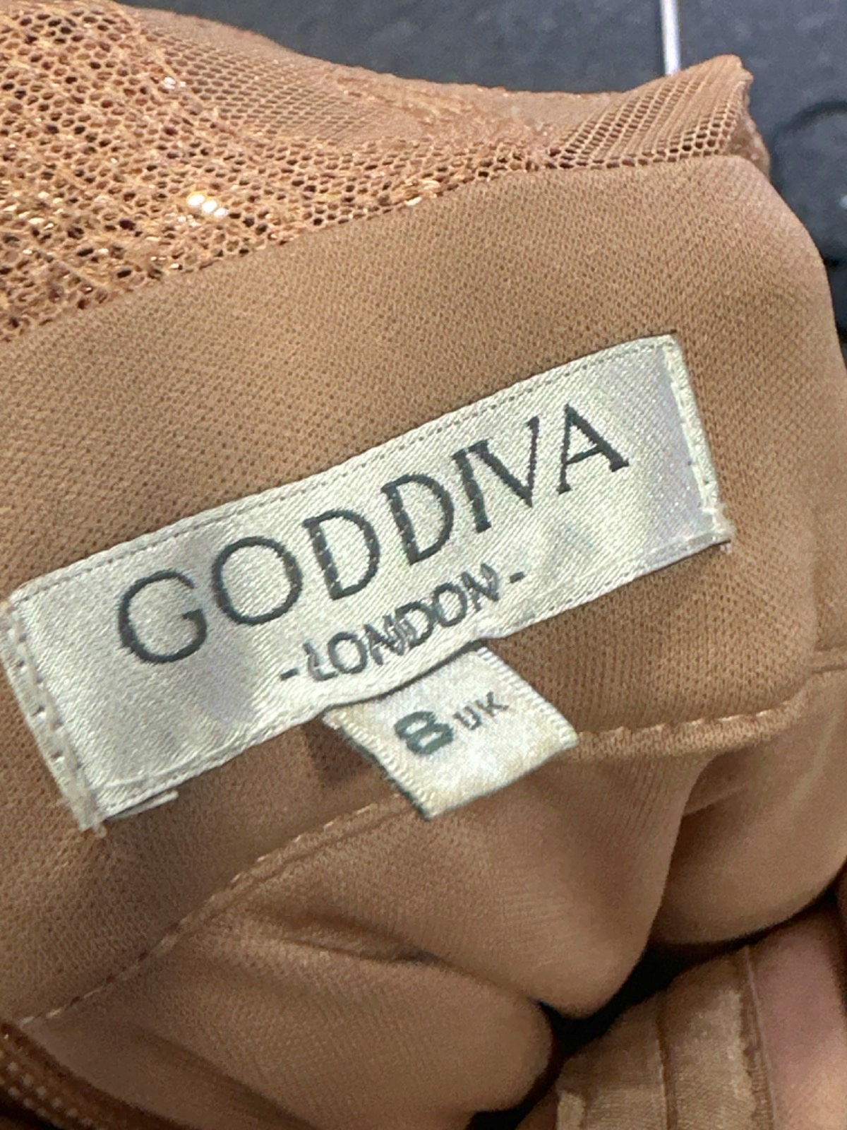 Goddiva Nude Sequin Embellished Maxi Dress UK 8