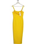Rebecca Vallance Yellow Leonal Strap Detail Crepe Midi Dress UK 8