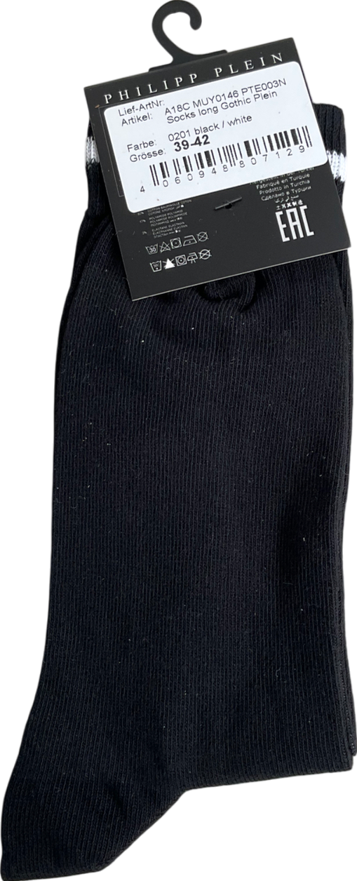 Philip Plein Black Long Gothic Socks UK S/M