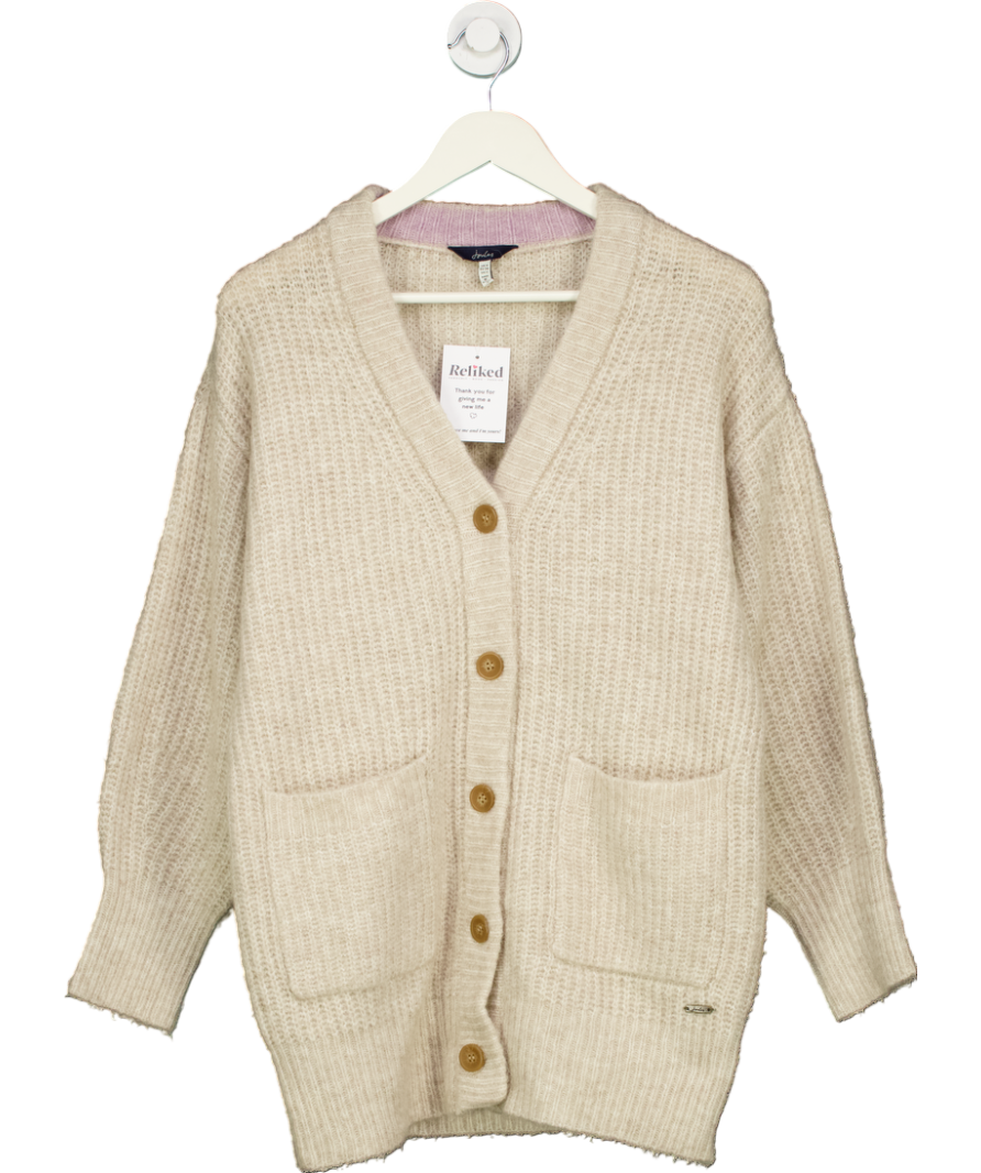 joules Beige Immy Fluffy Relaxed Cardigan UK 6