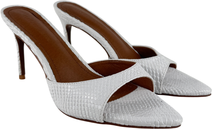 CULT OF COQUETTE Gia White Reptile Vegan Mules 80 Mm UK 3.5 EU 36.5