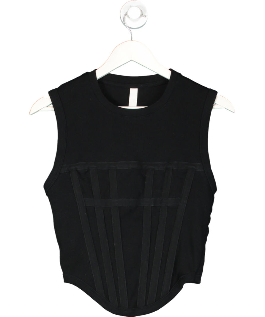 Dion Lee Black Ribbed Corset Top UK L