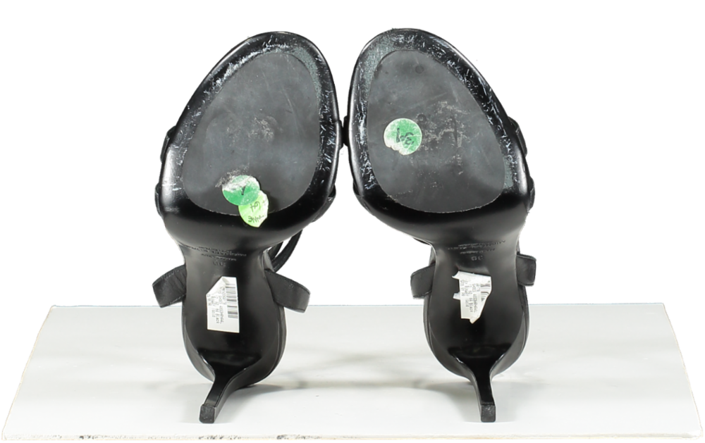 Michael Kors Black Chrissy Leather Sandals UK 6 EU 39 👠