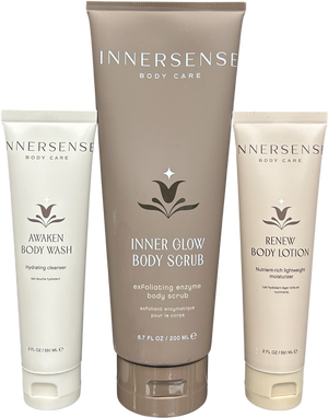 Innersense Radiant Skin Ceremony Awaken Body wash,59.1ml-Renew body lotion, 59.1ml-Inner Glow Body wash, 200ml