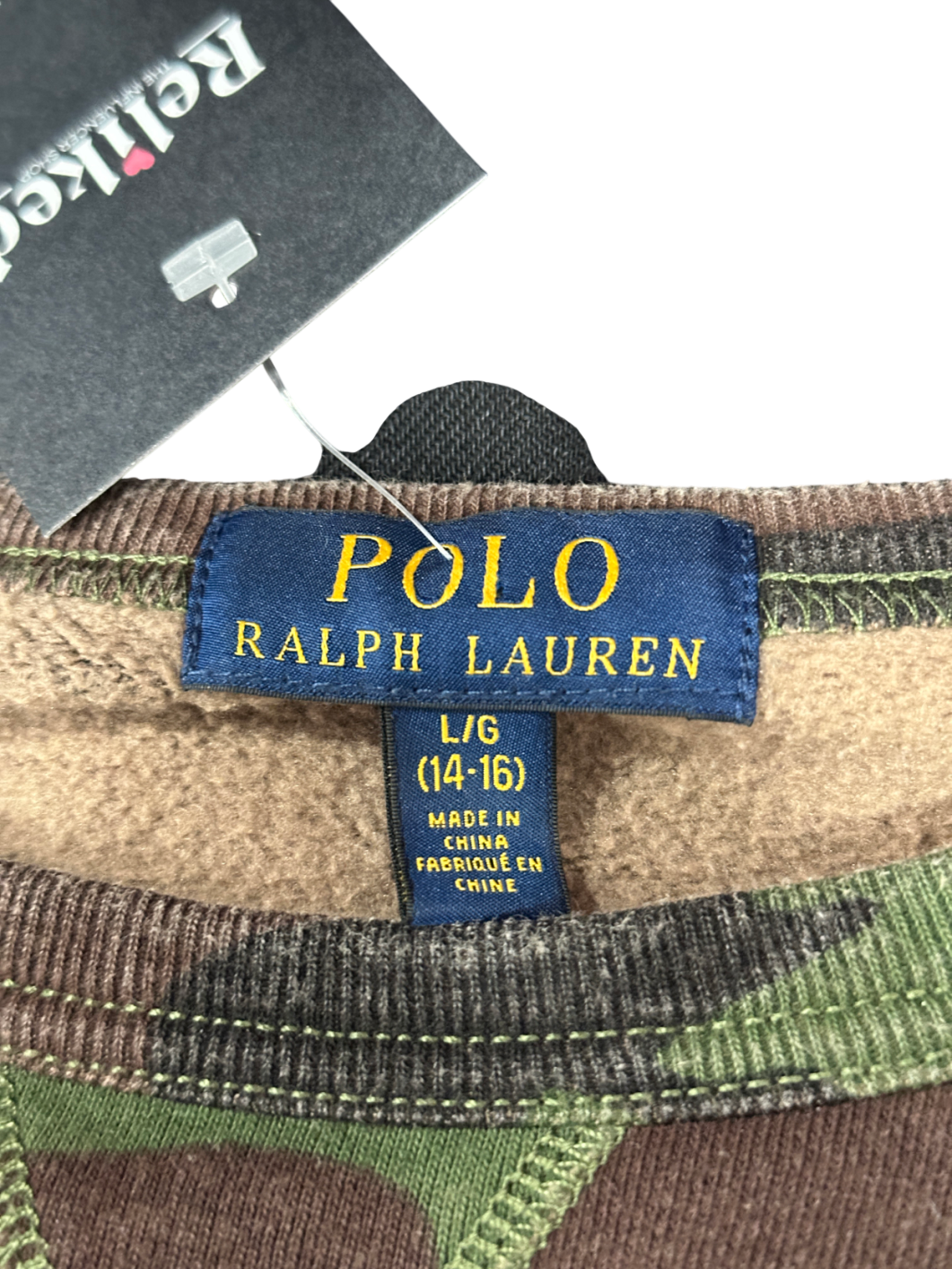 Polo Ralph Lauren Green Vintage Camo Crewneck Jumper 14 Years