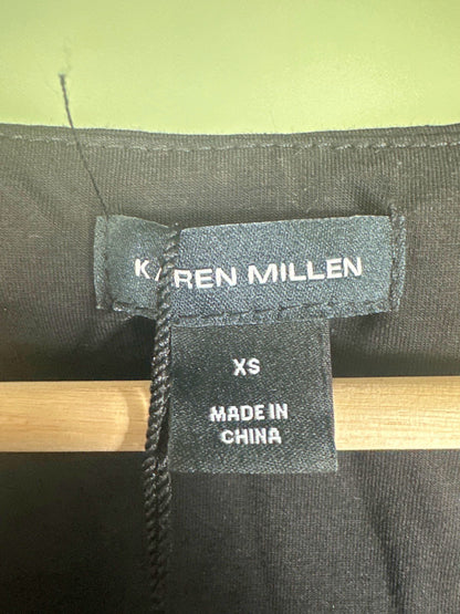 Karen Millen Black Stretch Cotton Square Neck Top XS