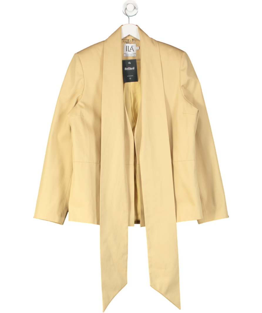 Ila Beige Natural Anny Scarf Detailed Cotton Blazer UK 10
