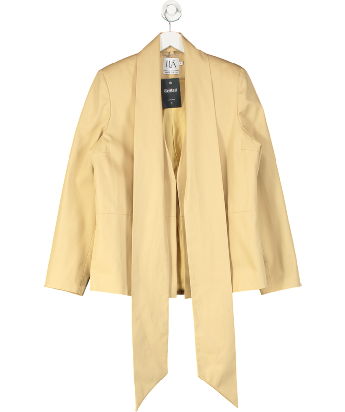 Ila Beige Natural Anny Scarf Detailed Cotton Blazer UK 10