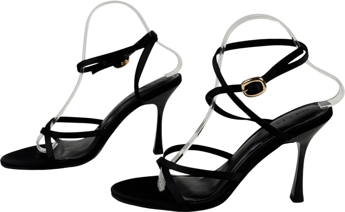 ASOS Black Satin Strappy Heeled Sandals UK 6 EU 39 👠